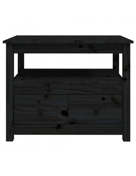 Tavolino da Salotto Nero 71x49x55 cm in Legno Massello di Pino