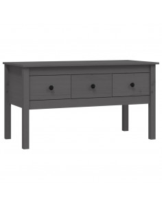 Tavolino da Salotto Grigio 102x49x55 cm Legno Massello di Pino 2