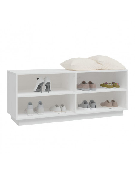 Scarpiera Bianca 110x34x45 cm in Legno Massello di Pino