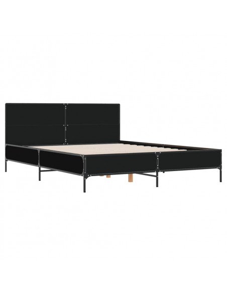 Giroletto Nero 160x200 cm in Legno Multistrato e Metallo