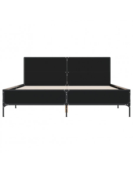 Giroletto Nero 160x200 cm in Legno Multistrato e Metallo
