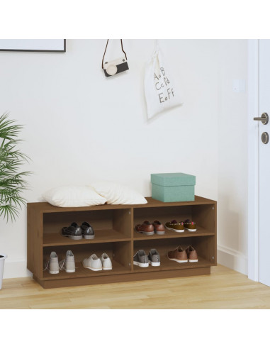 Scarpiera Miele 110x34x45 cm in Legno Massello di Pino