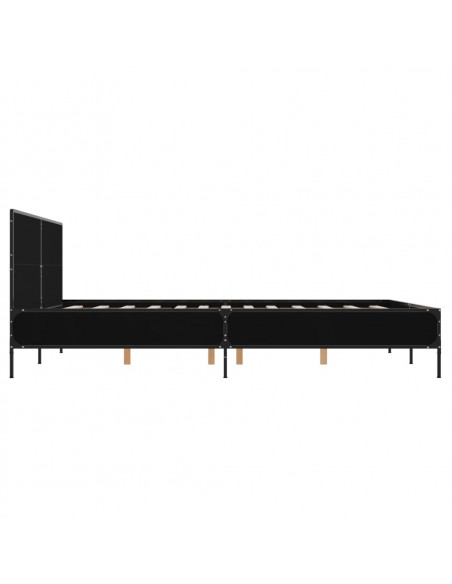 Giroletto Nero 160x200 cm in Legno Multistrato e Metallo