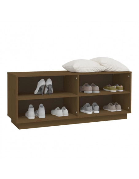 Scarpiera Miele 110x34x45 cm in Legno Massello di Pino