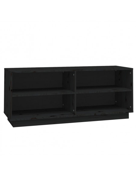 Scarpiera Nera 110x34x45 cm in Legno Massello di Pino