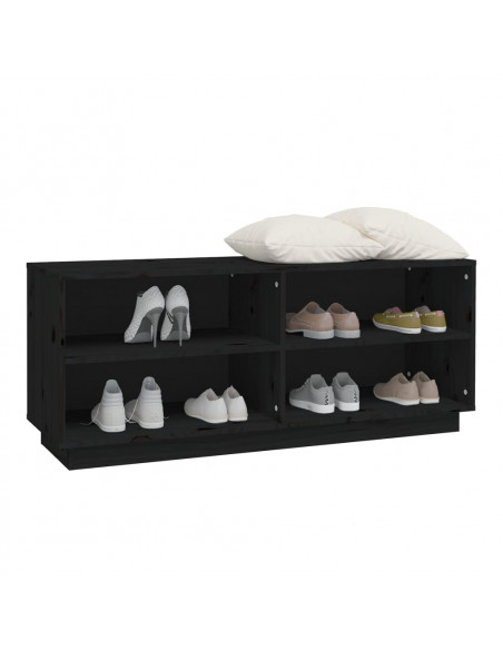 Scarpiera Nera 110x34x45 cm in Legno Massello di Pino