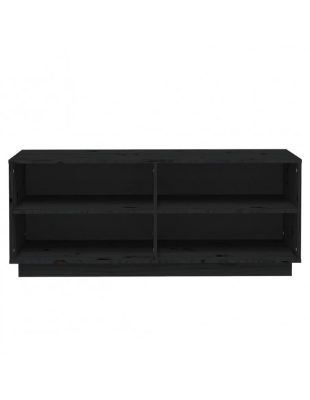 Scarpiera Nera 110x34x45 cm in Legno Massello di Pino