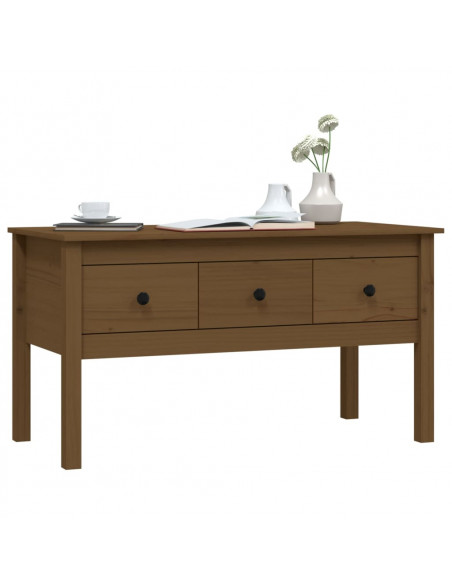 Tavolino da Salotto Miele 102x49x55cm in Legno Massello di Pino