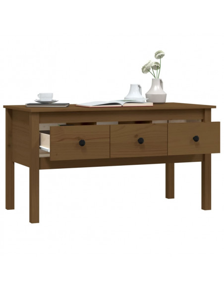 Tavolino da Salotto Miele 102x49x55cm in Legno Massello di Pino
