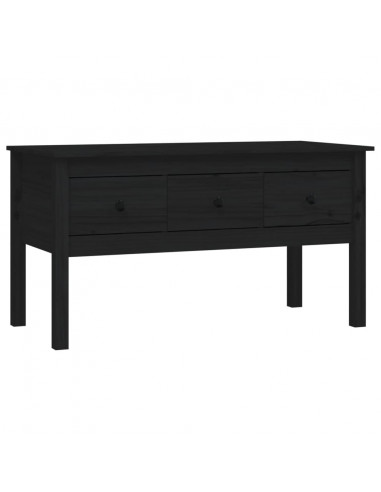 Tavolino da Salotto Nero 102x49x55 cm in Legno Massello di Pino