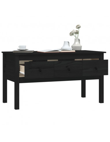 Tavolino da Salotto Nero 102x49x55 cm in Legno Massello di Pino