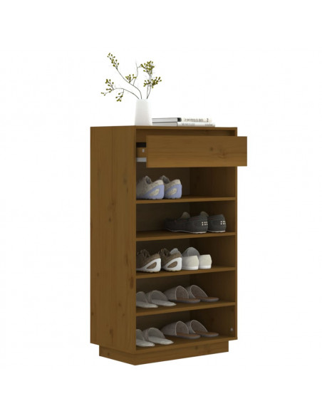 Scarpiera Miele 60x34x105 cm in Legno Massello di Pino