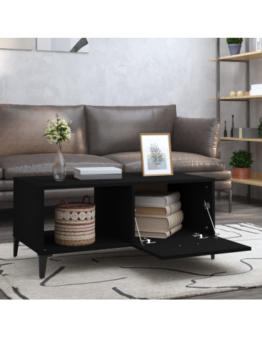 Tavolino da Salotto Nero 90x50x40 cm in Legno Multistrato