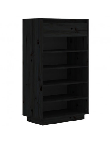 Scarpiera Nera 60x34x105 cm in Legno Massello di Pino