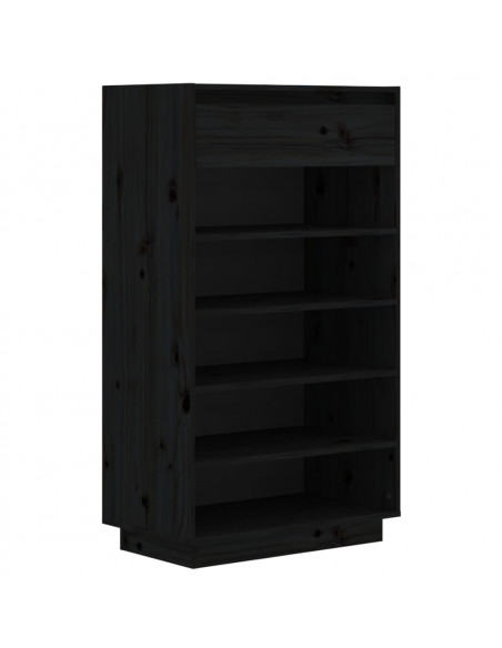 Scarpiera Nera 60x34x105 cm in Legno Massello di Pino