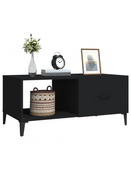 Tavolino da Salotto Nero 90x50x40 cm in Legno Multistrato