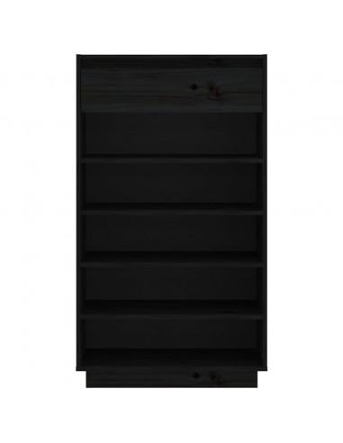 Scarpiera Nera 60x34x105 cm in Legno Massello di Pino