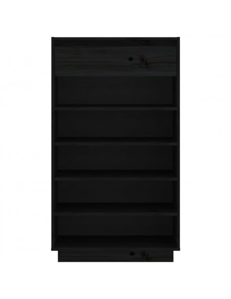Scarpiera Nera 60x34x105 cm in Legno Massello di Pino
