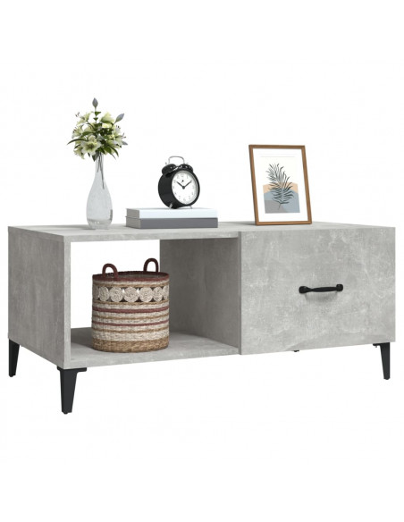 Tavolino da Salotto Grigio Cemento 90x50x40cm Legno Multistrato