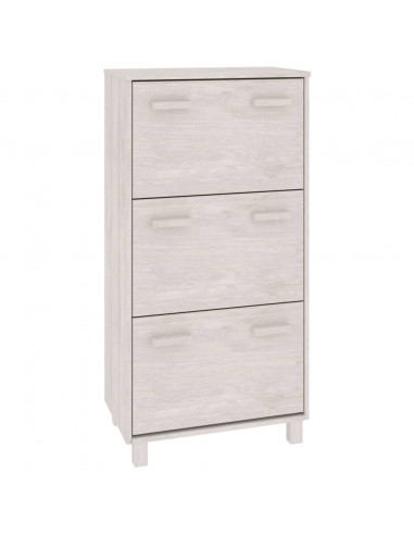 Scarpiera HAMAR Bianca 59,5x35x117 cm in Legno Massello di Pino