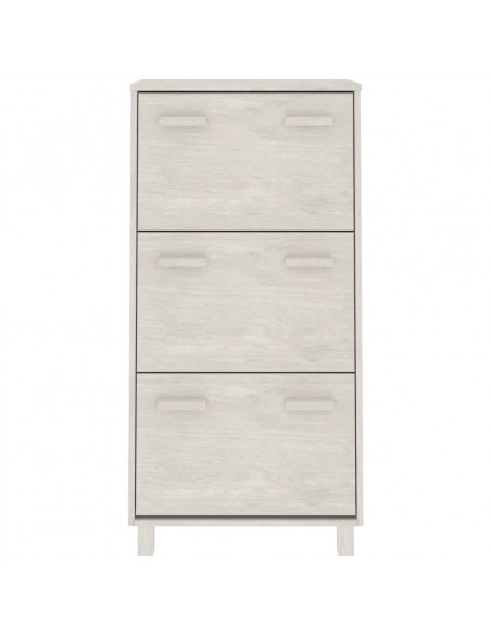 Scarpiera HAMAR Bianca 59,5x35x117 cm in Legno Massello di Pino