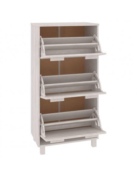 Scarpiera HAMAR Bianca 59,5x35x117 cm in Legno Massello di Pino