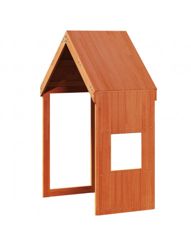 Tetto Letto Bambini Marrone Cera 55x84x132 Legno Massello Pino