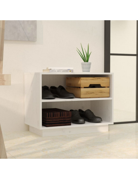Scarpiera Bianca 60x34x45 cm in Legno Massello di Pino