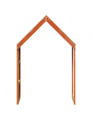 Tetto Letto Bambini Marrone Cera 55x84x132 Legno Massello Pino