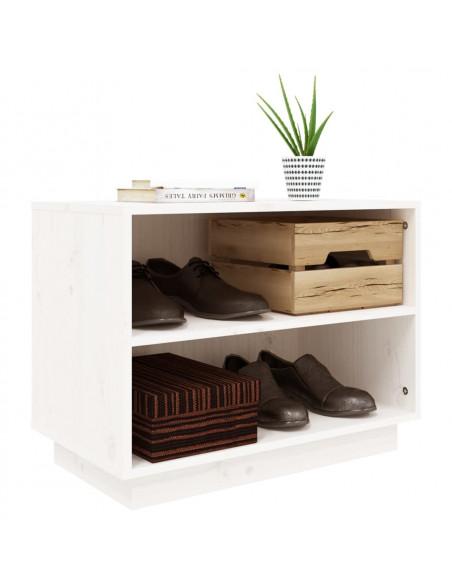Scarpiera Bianca 60x34x45 cm in Legno Massello di Pino