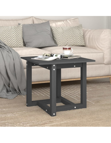 Tavolino da Salotto Grigio 50x50x45 cm Legno Massello di Pino