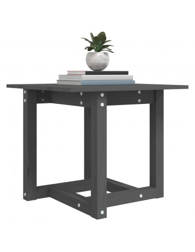 Tavolino da Salotto Grigio 50x50x45 cm Legno Massello di Pino