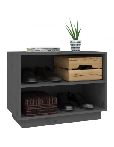Scarpiera Grigia 60x34x45 cm in Legno Massello di Pino