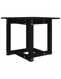Tavolino da Salotto Nero 50x50x45 cm in Legno Massello di Pino 2