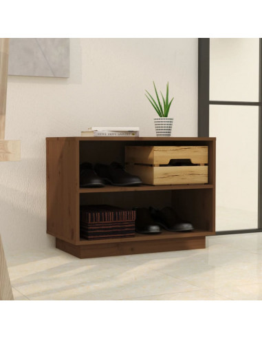 Scarpiera Marrone Miele 60x34x45 cm in Legno Massello di Pino