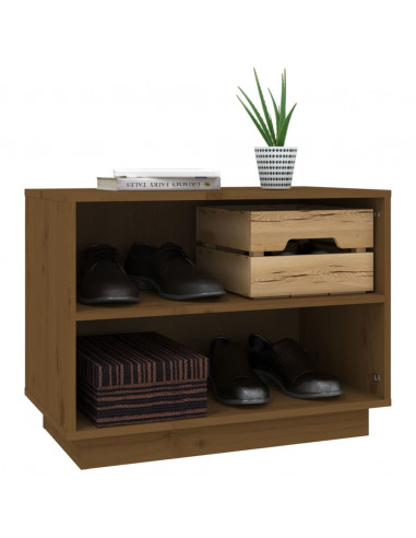 Scarpiera Marrone Miele 60x34x45 cm in Legno Massello di Pino