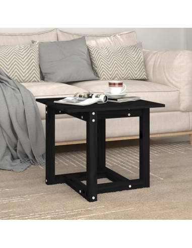 Tavolino da Salotto Nero 50x50x45 cm in Legno Massello di Pino