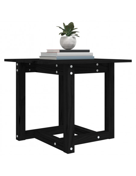 Tavolino da Salotto Nero 50x50x45 cm in Legno Massello di Pino