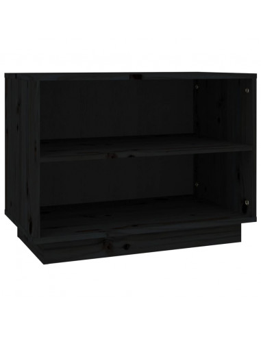 Scarpiera Nera 60x34x45 cm in Legno Massello di Pino