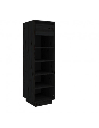 Scarpiera Nera 30x34x105 cm in Legno Massello di Pino