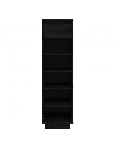 Scarpiera Nera 30x34x105 cm in Legno Massello di Pino