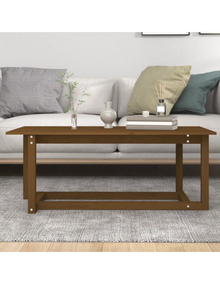Tavolino da Salotto Miele 110x55x45 cm Legno Massello di Pino