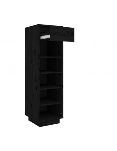 Scarpiera Nera 30x34x105 cm in Legno Massello di Pino