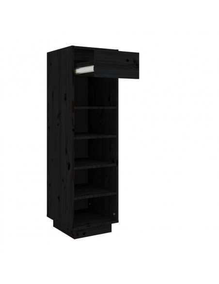 Scarpiera Nera 30x34x105 cm in Legno Massello di Pino