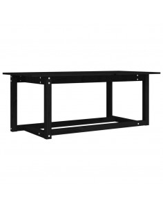 Tavolino da Salotto Nero 110x55x45 cm Legno Massello di Pino 2
