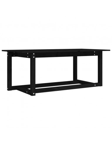Tavolino da Salotto Nero 110x55x45 cm Legno Massello di Pino
