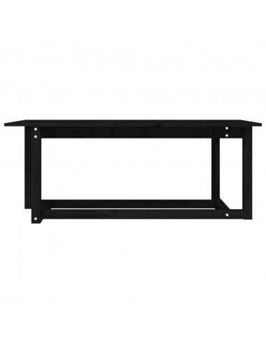 Tavolino da Salotto Nero 110x55x45 cm Legno Massello di Pino
