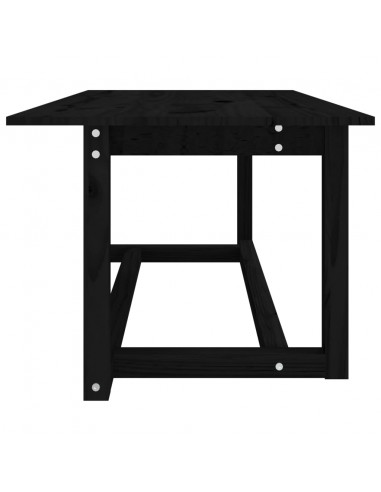 Tavolino da Salotto Nero 110x55x45 cm Legno Massello di Pino