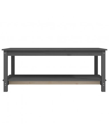 Tavolino da Salotto Grigio 110x55x45 cm Legno Massello di Pino