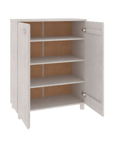 Scarpiera HAMAR Bianca 85x40x108 cm in Legno Massello di Pino